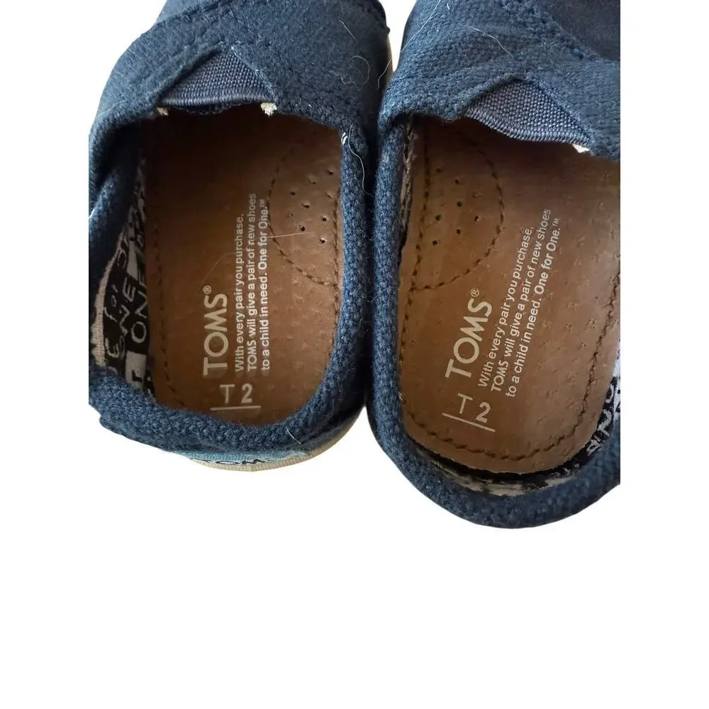 TOMS Boys Navy Alpargata Casual Shoes Size 2